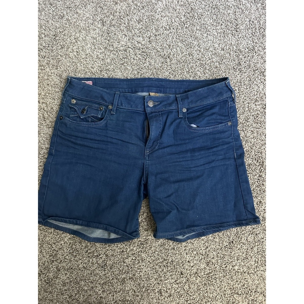 True Religion Passe Men's Denim Shorts Size 32 Blue Stretch Made in USA